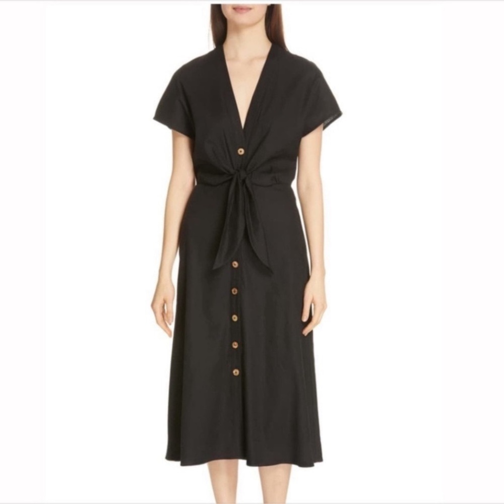 VERONICA BEARD Giana tie front black dress Sz 2